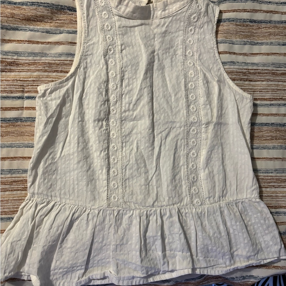 June & Hudson Cream Sleeveless Peplum Blouse